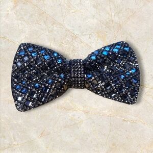 Black Rhinestone Bow Appliqué – Luxury Crystal Patch